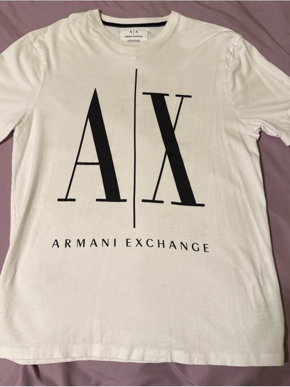Armani Exchange White Short Sleeve Tee with Black AX Logo